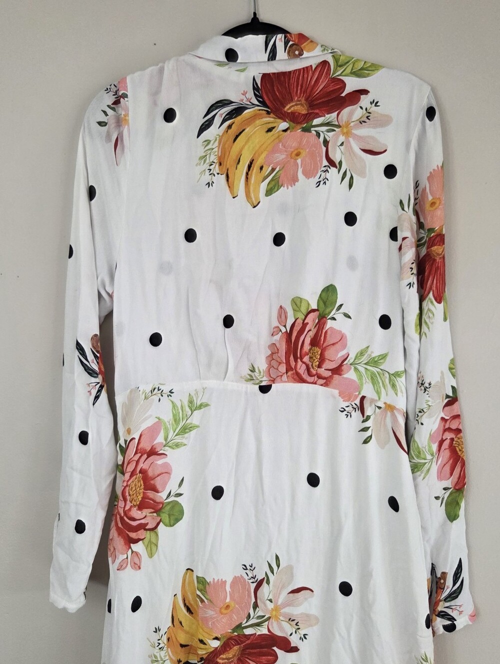 Farm Rio White Floral Polka Dot Maxi Dress Long Sleeve Womens Small Like New - Picture 5 of 15